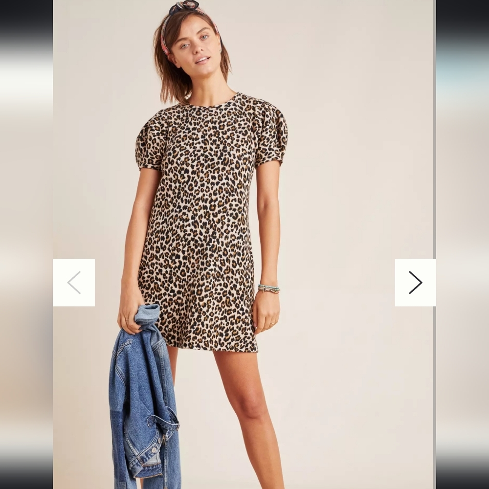 NWOT Jolene Leopard Puff-Sleeved Mini Dress